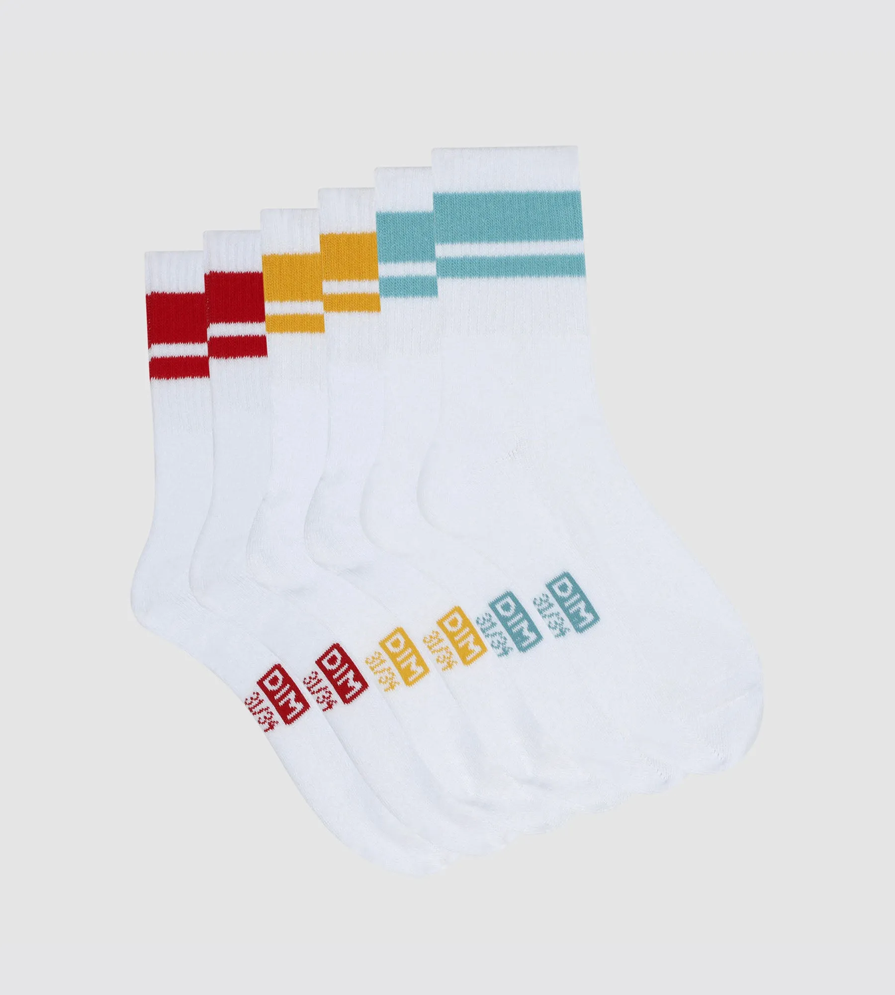 Pack of 3 pairs of children's socks in Turquoise, Yellow, Red Dim Sport