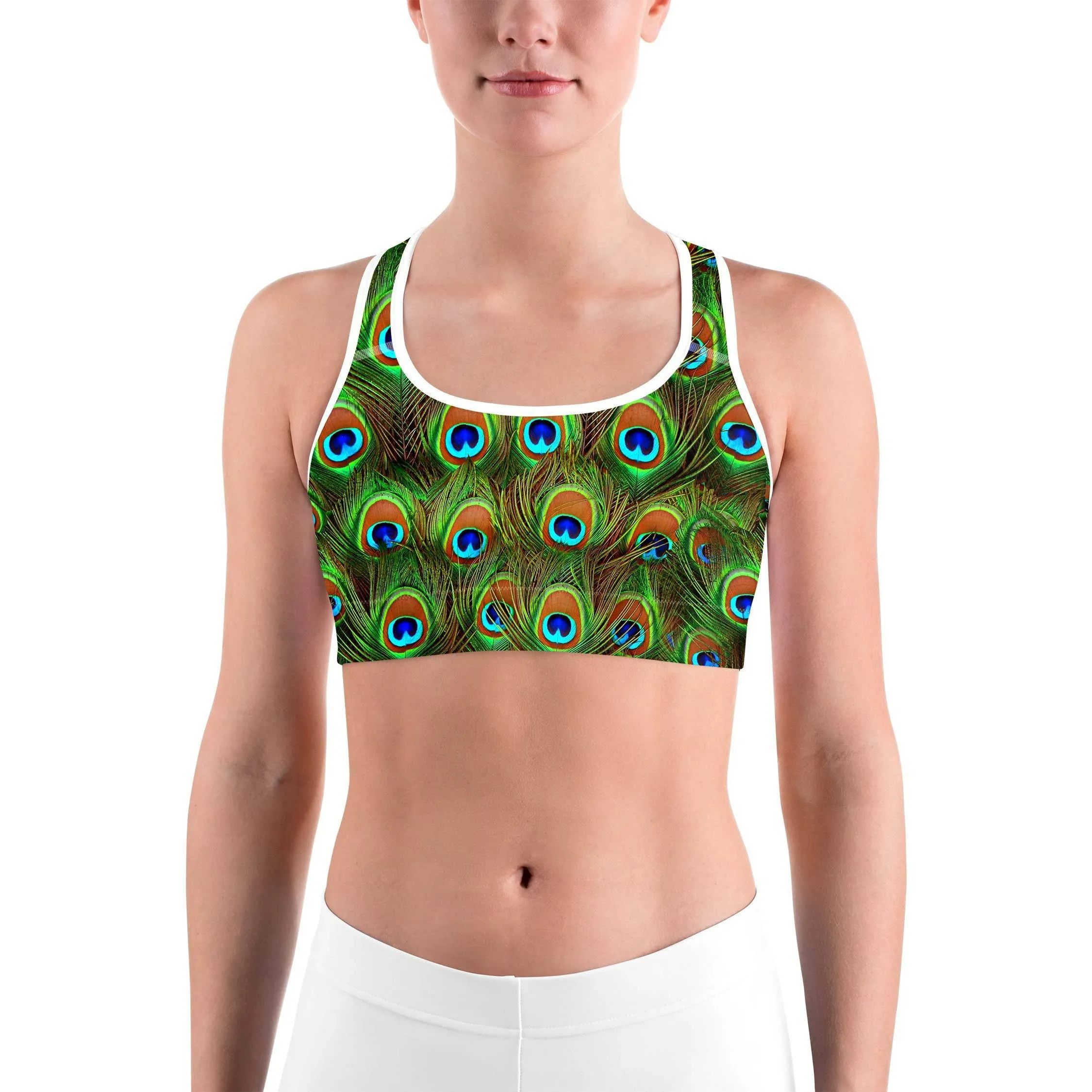 Peacock Feathered Sports Bra