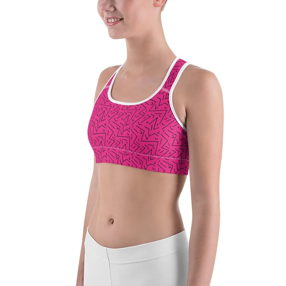 Pink Black Line Sports Bra