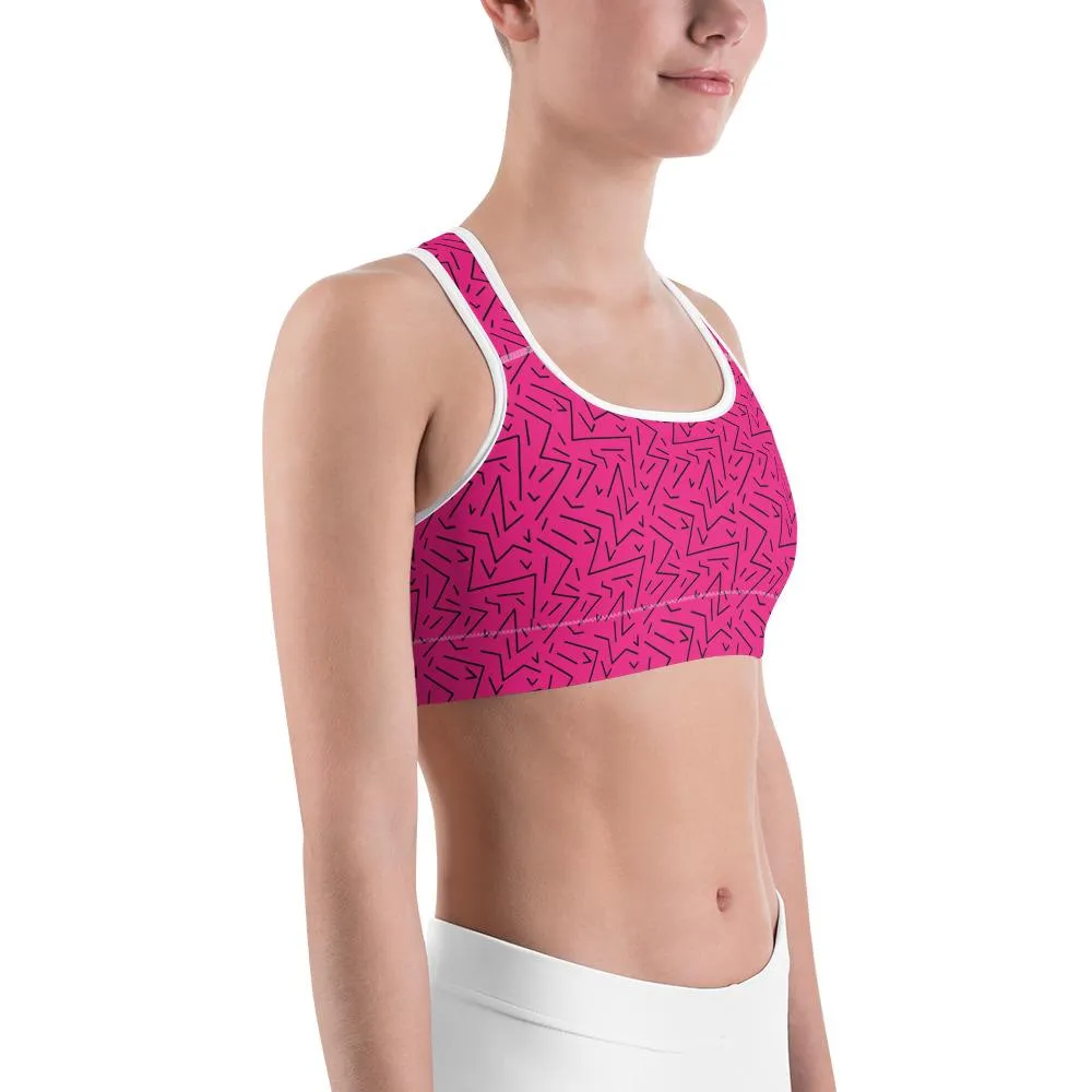 Pink Black Line Sports Bra