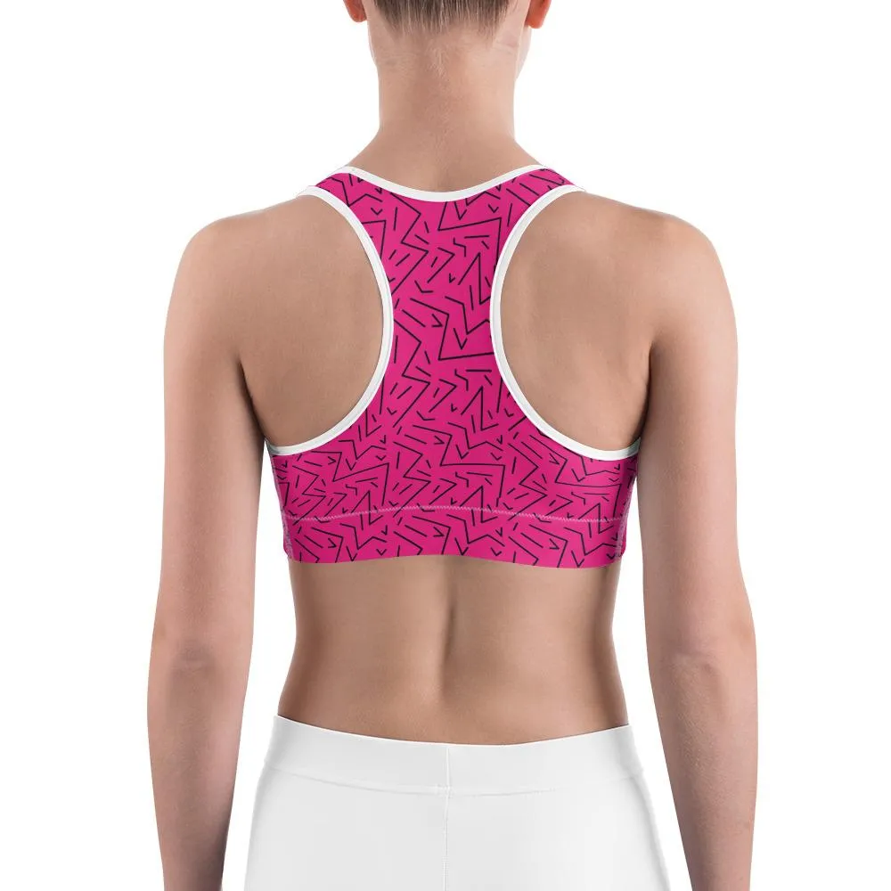 Pink Black Line Sports Bra