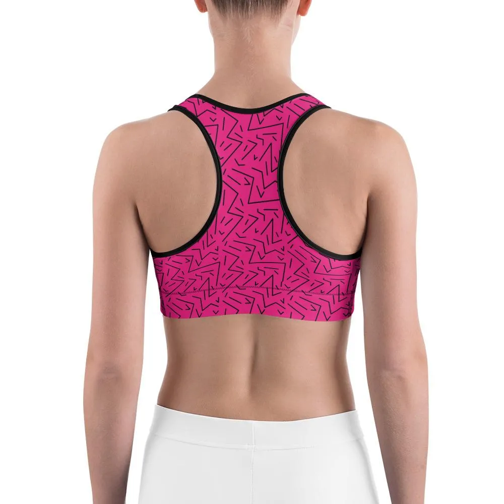 Pink Black Line Sports Bra