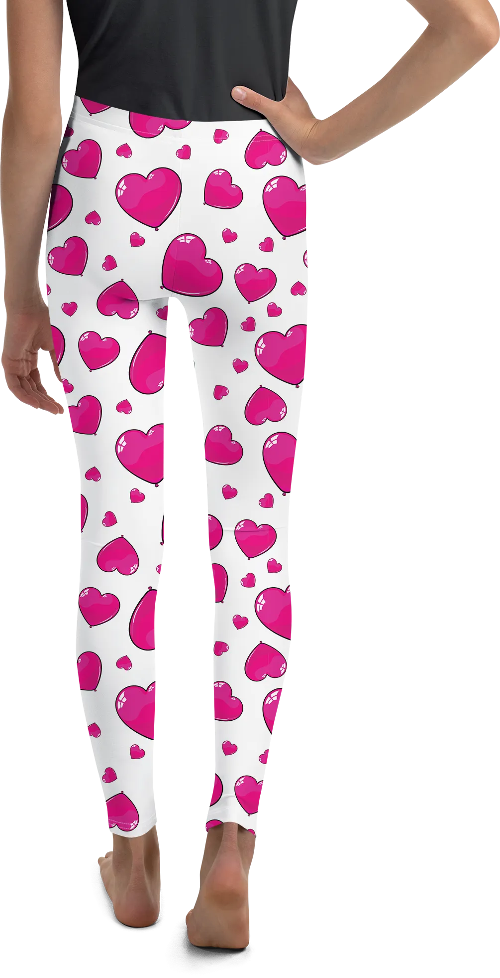 Pink Heart Shaped Balloons Youth Leggings