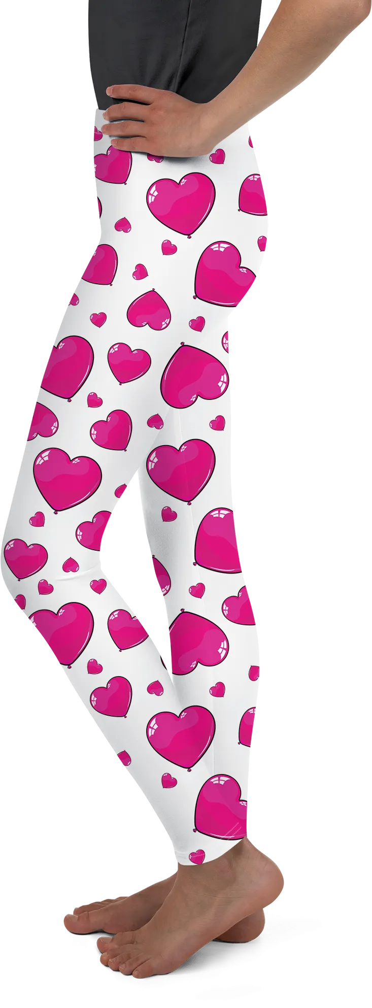 Pink Heart Shaped Balloons Youth Leggings