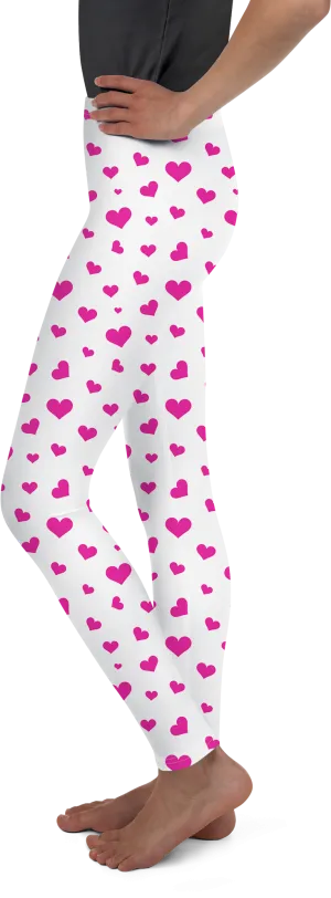 Pink Hearts Youth Leggings