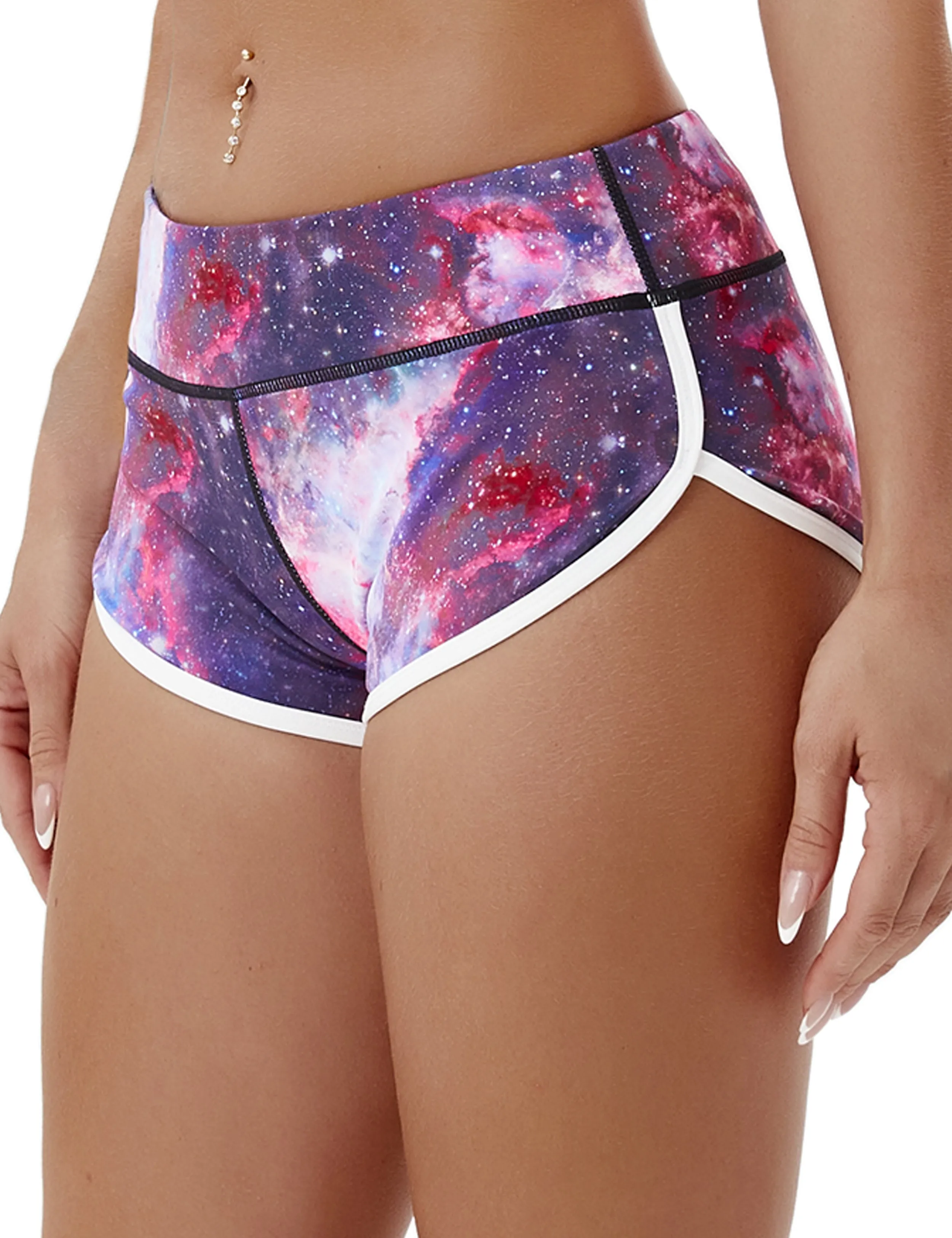 Printed Booty Pilates Shorts galaxy_Pilates