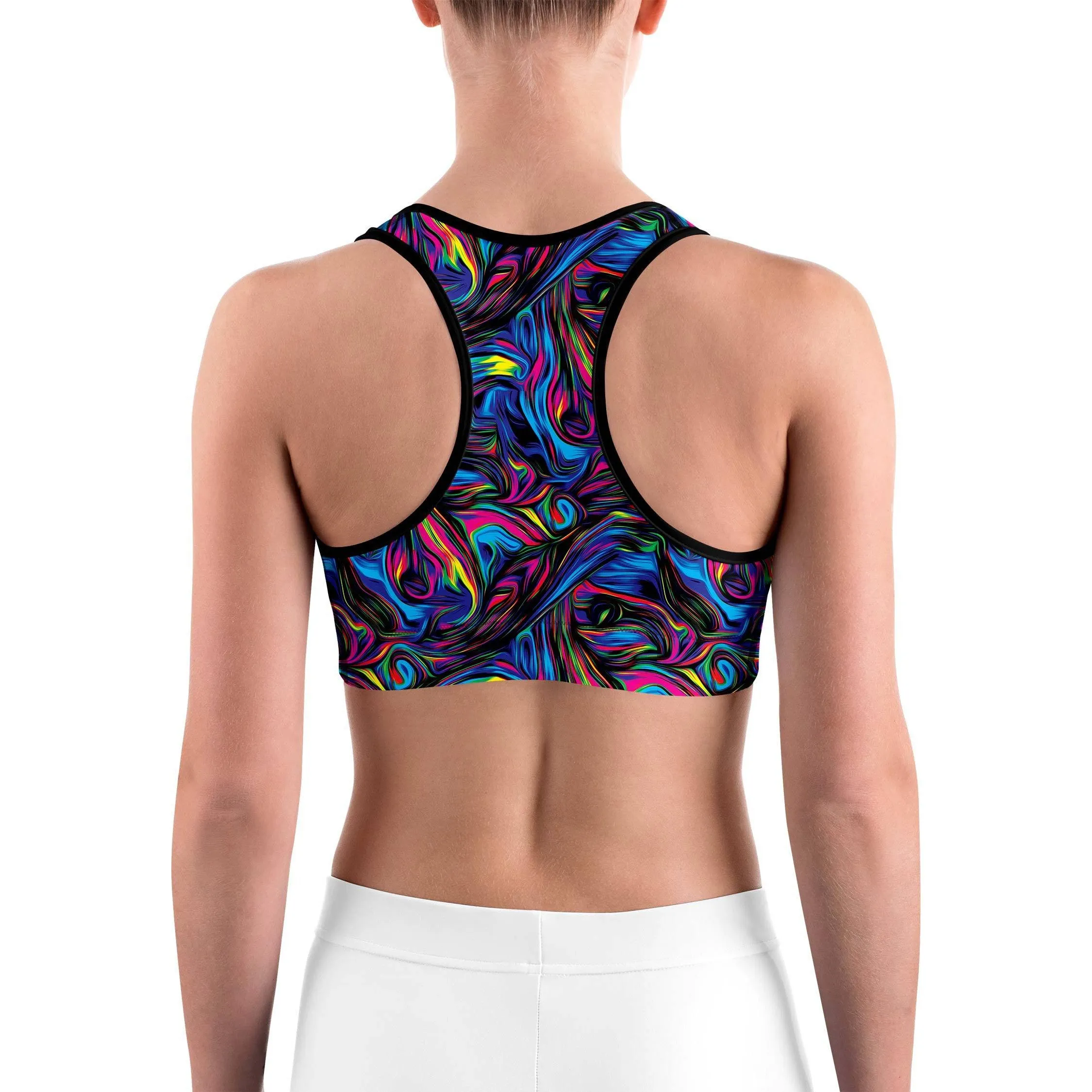 Psychedelic Neon Paint Sports Bra