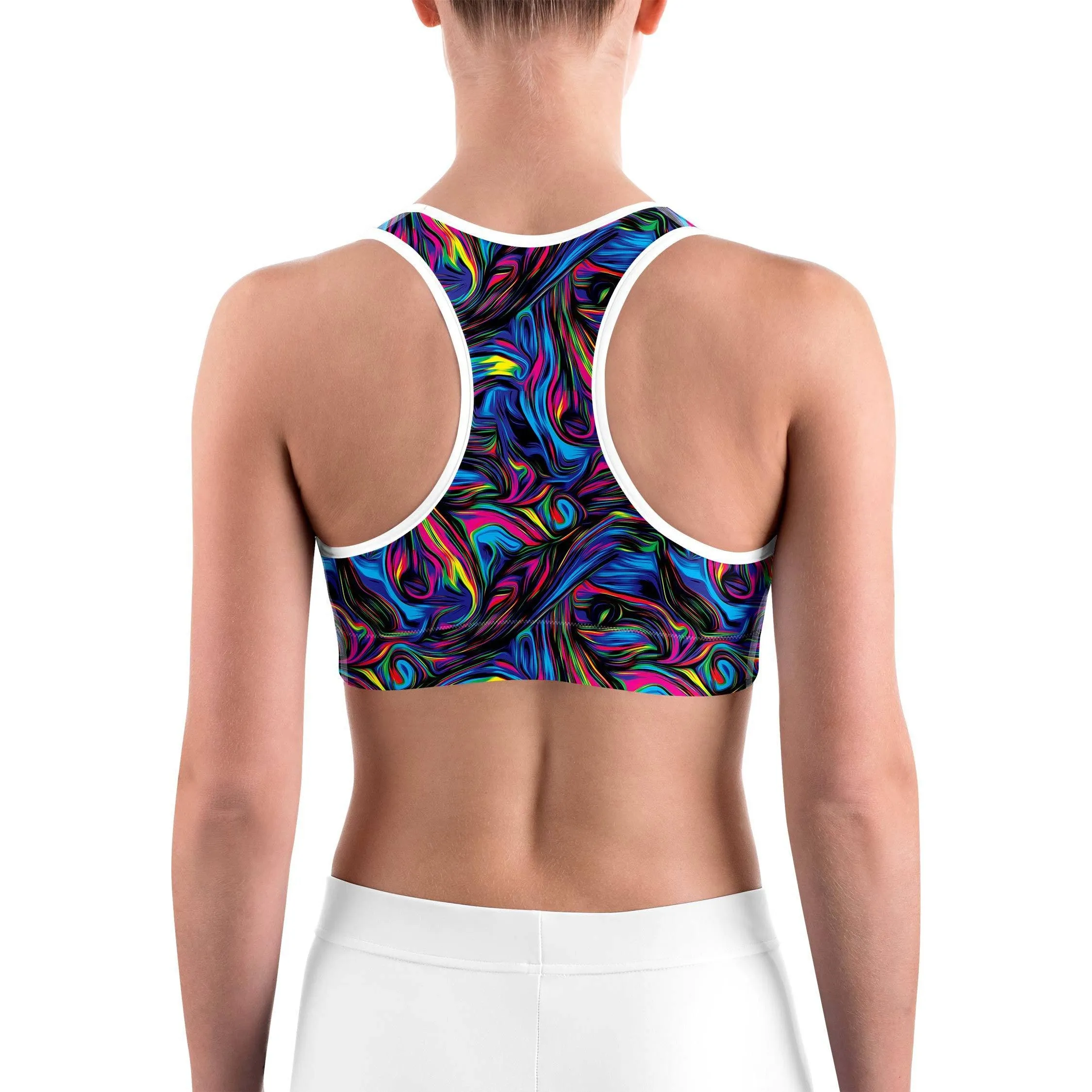 Psychedelic Neon Paint Sports Bra