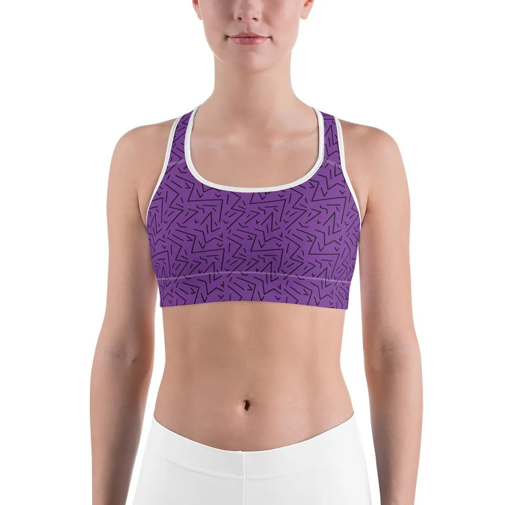 Purple Black Line Sports Bra