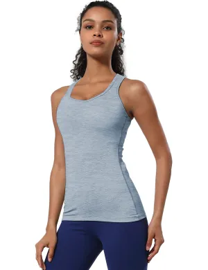 Racerback Athletic Tank Tops heatherblue_Biking