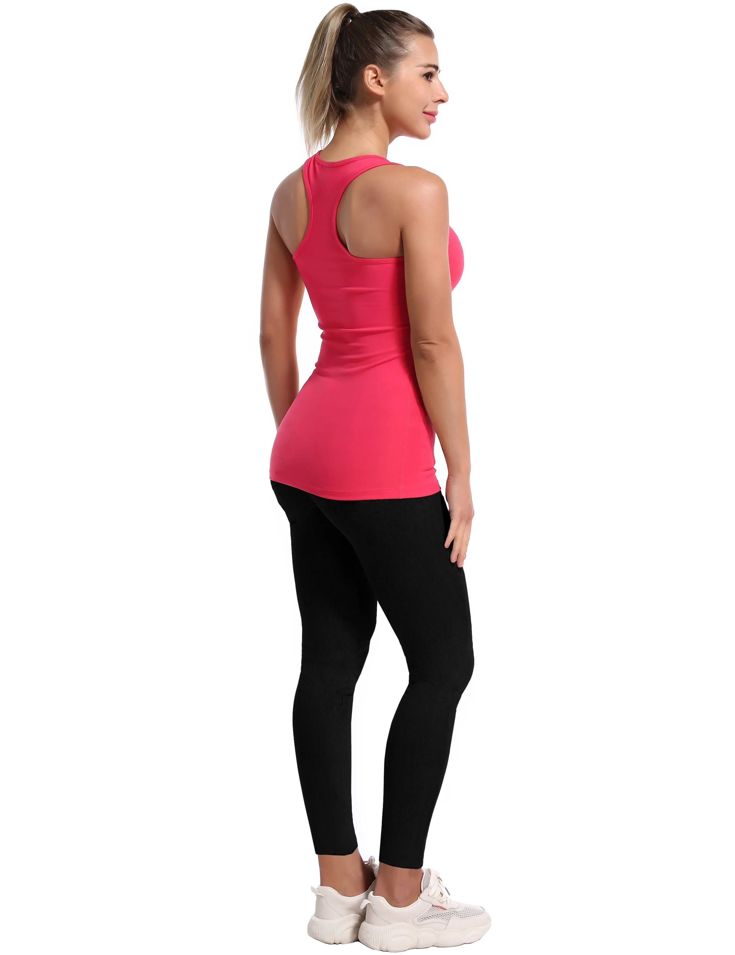 Racerback Athletic Tank Tops red_Running