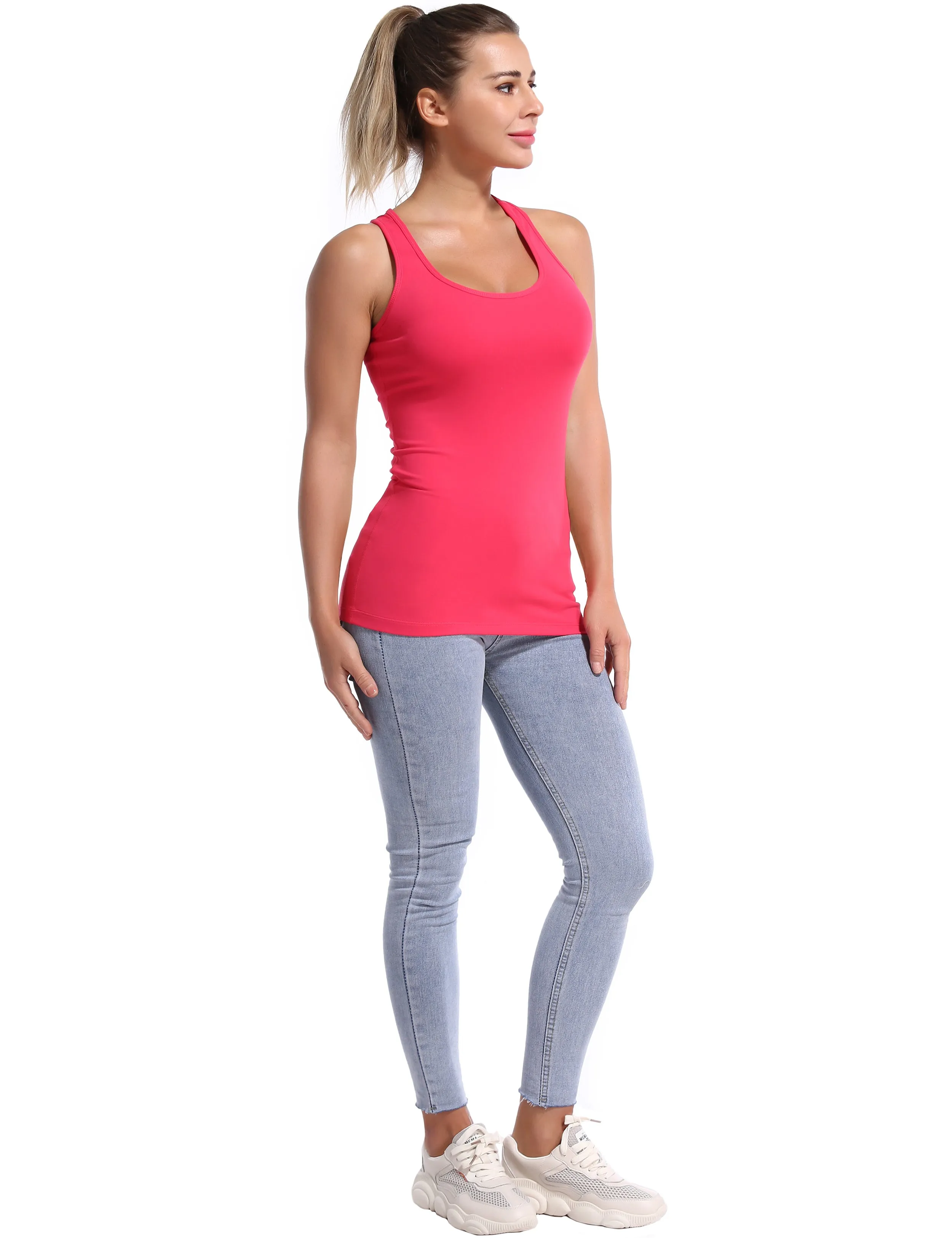 Racerback Athletic Tank Tops red_Running