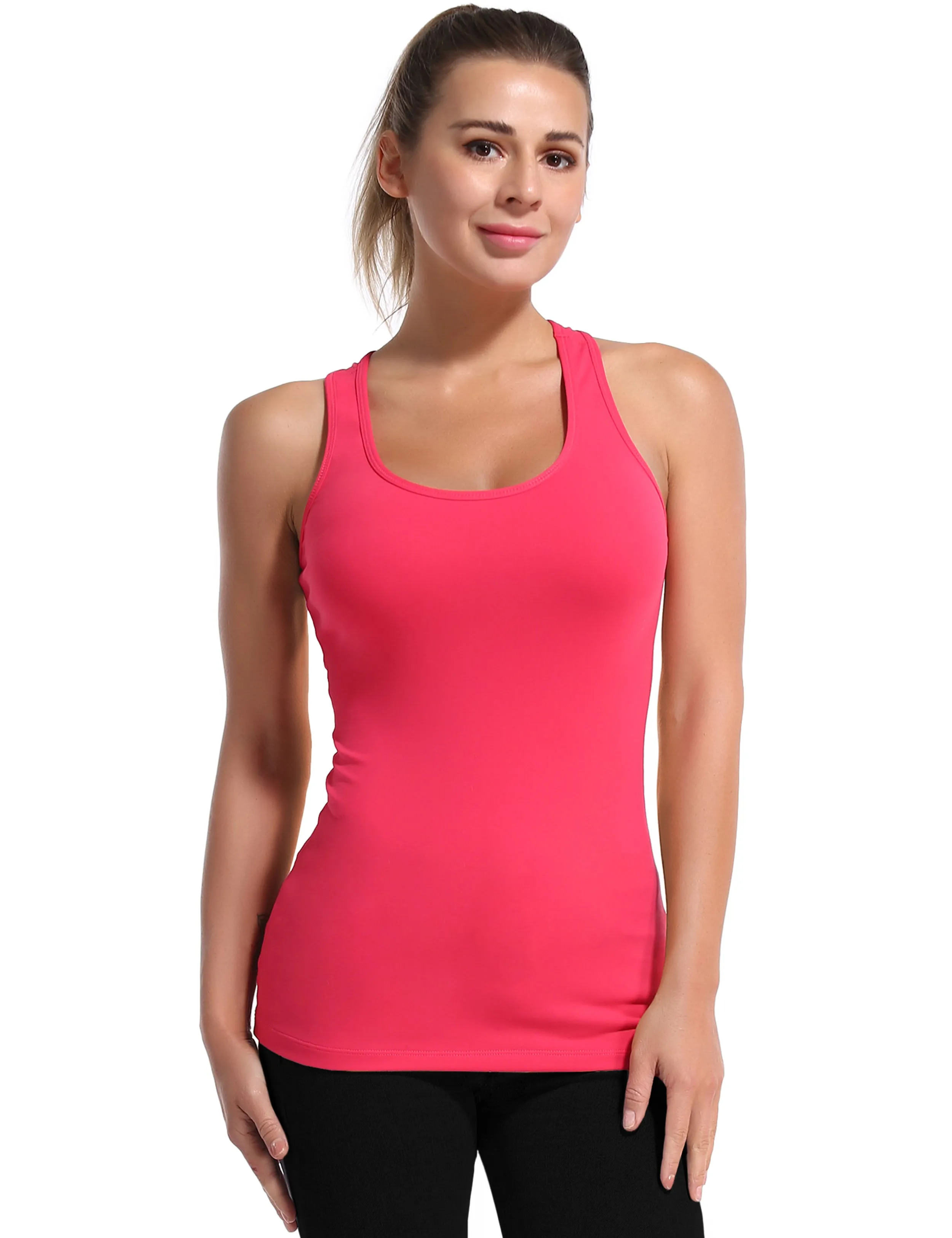 Racerback Athletic Tank Tops red_Running