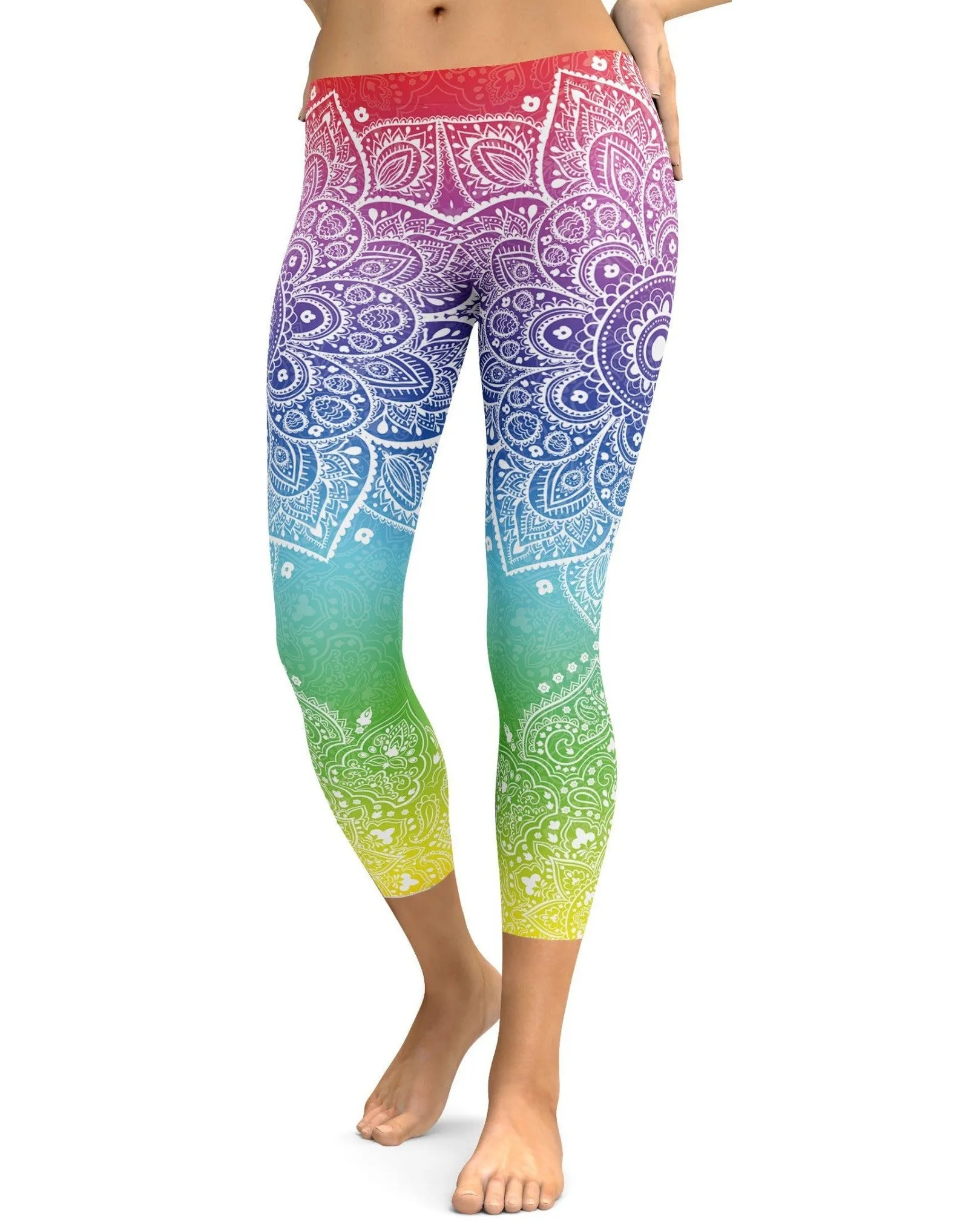 Rainbow Mandala Capris