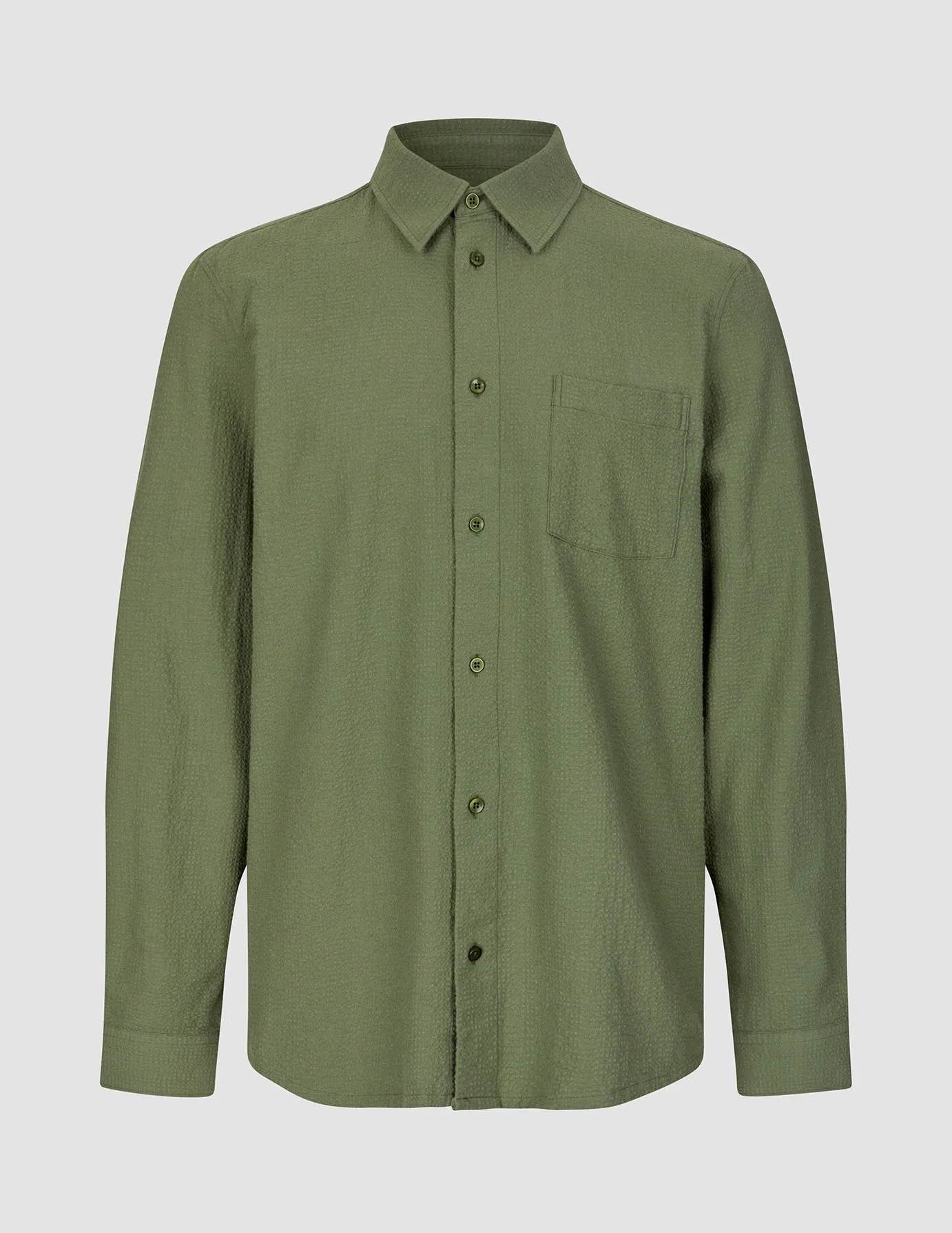 Seersucker Casual Shirt Clover Green