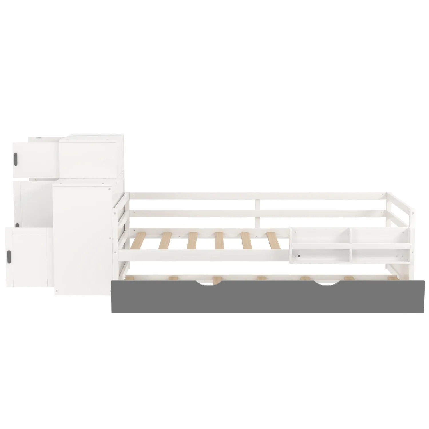 Streamdale Twin Platform Bed with Bookshelf & Trundle