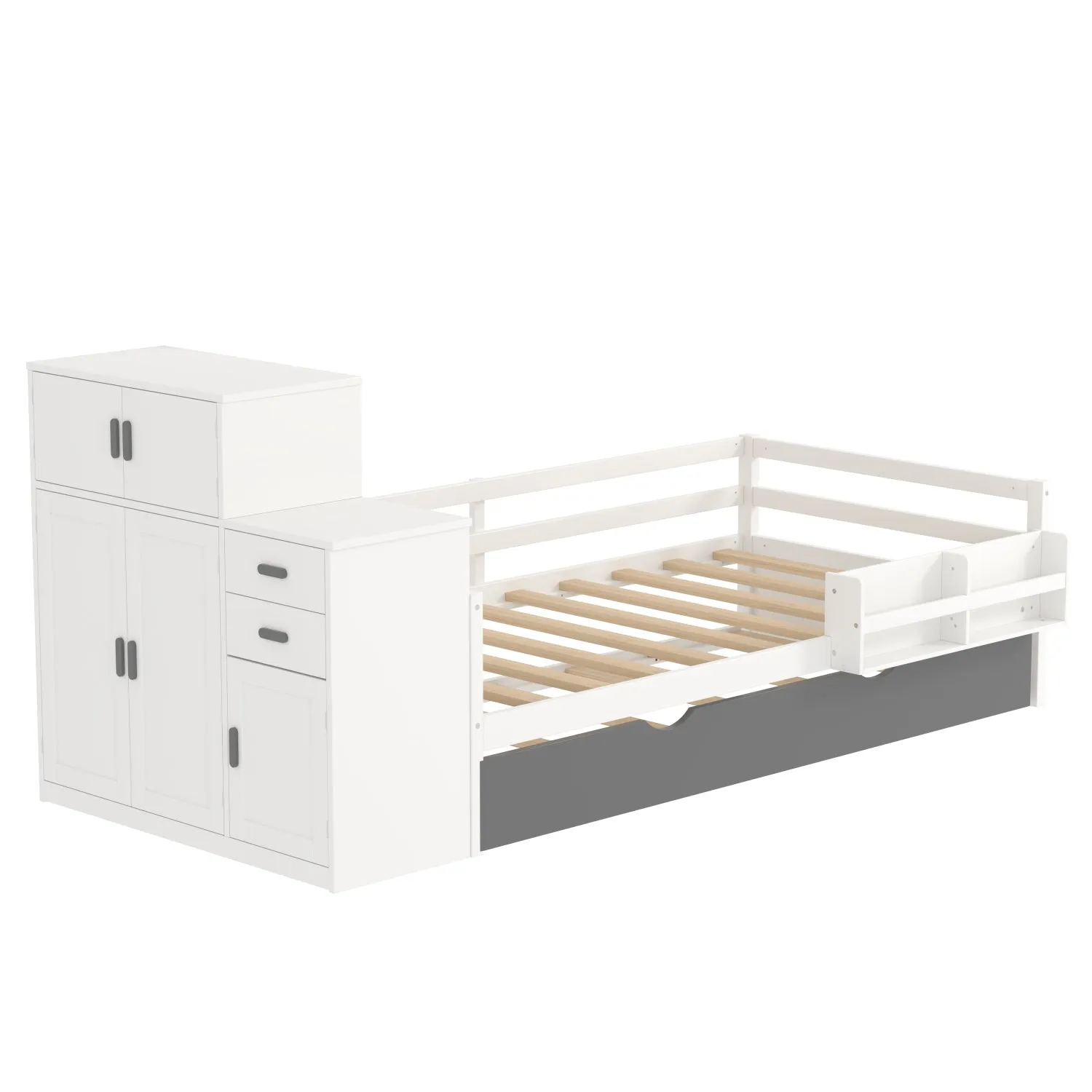 Streamdale Twin Platform Bed with Bookshelf & Trundle