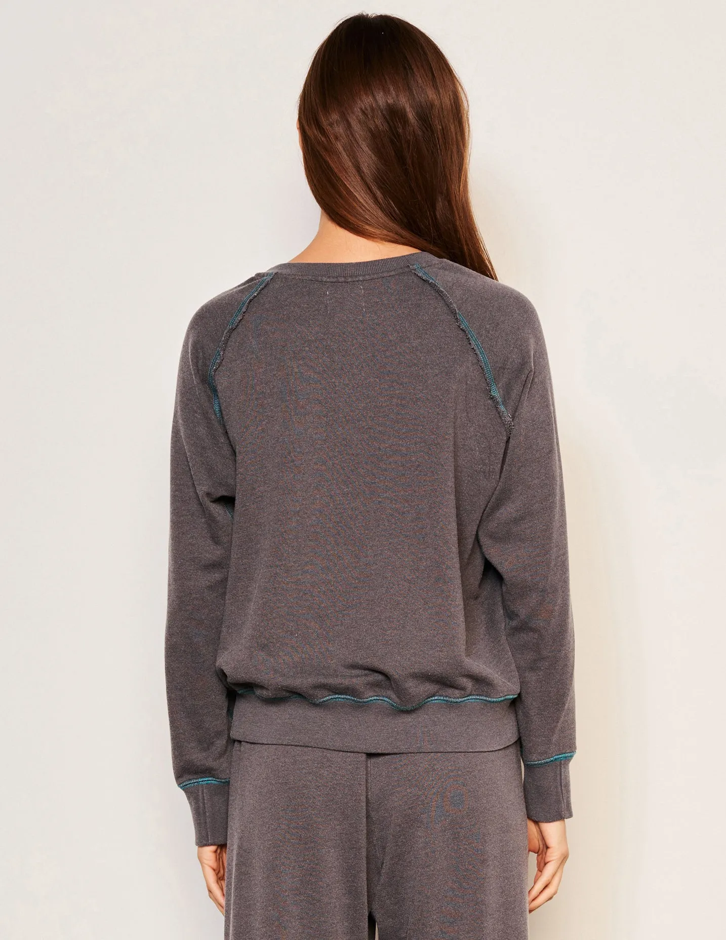 Sundry Sunrise Raglan Sweatshirt in Washed Black