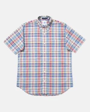 TAN/BLUE MADRAS SHORT SLEEVE SHIRT