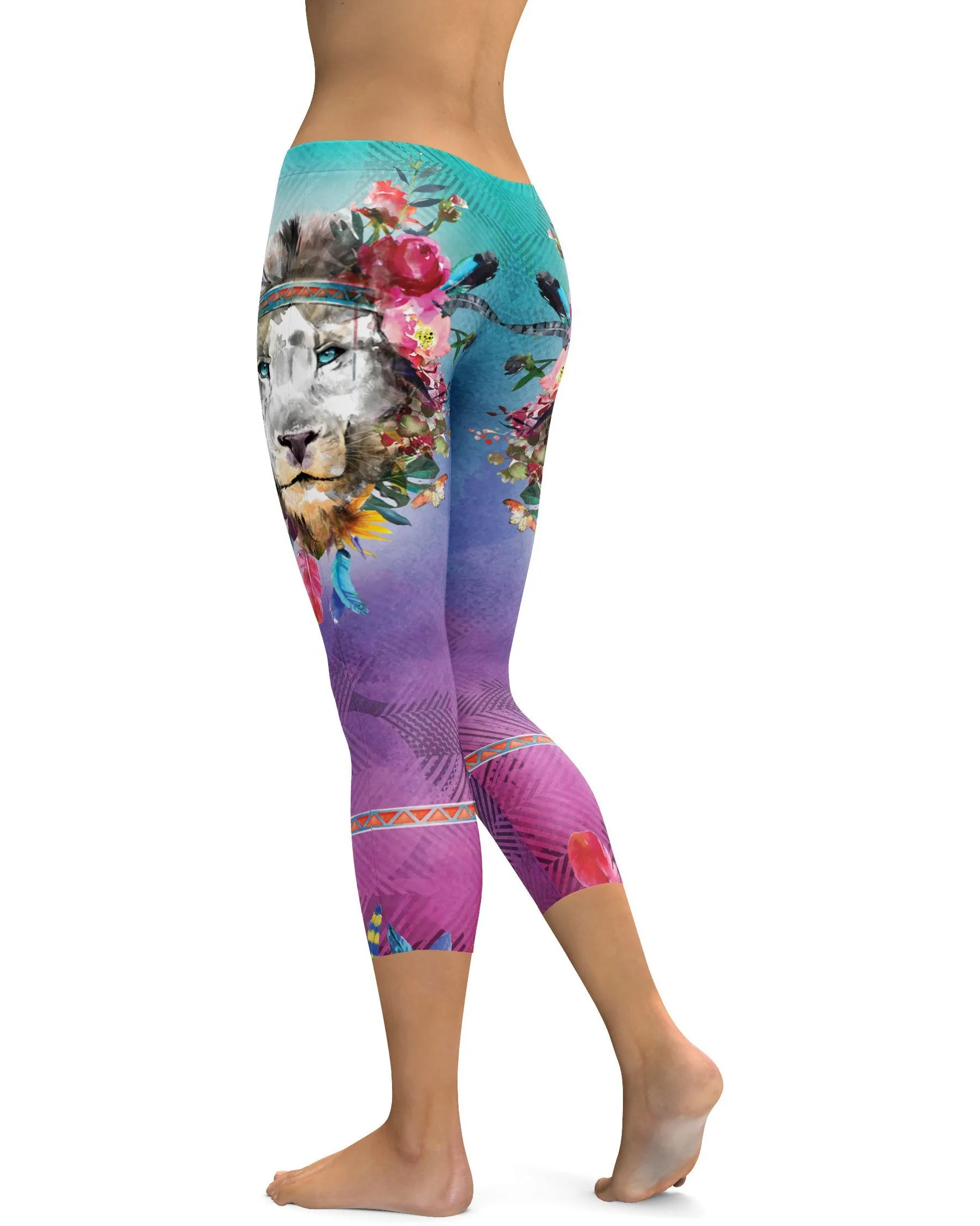 Watercolor Lion Capris