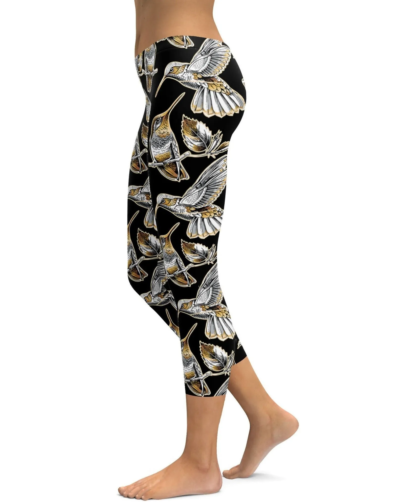 White&Gold Hummingbird Capris