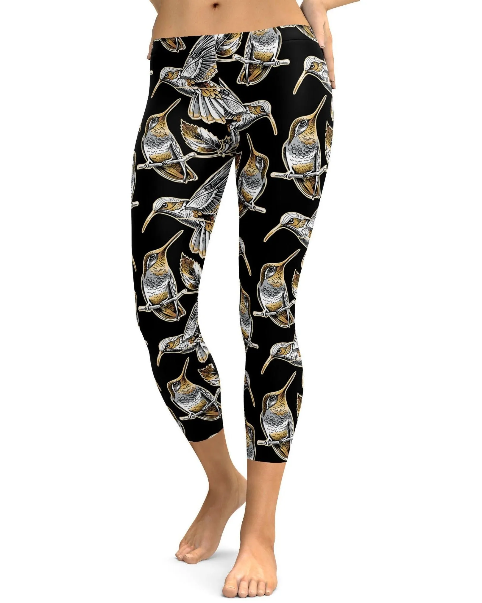 White&Gold Hummingbird Capris