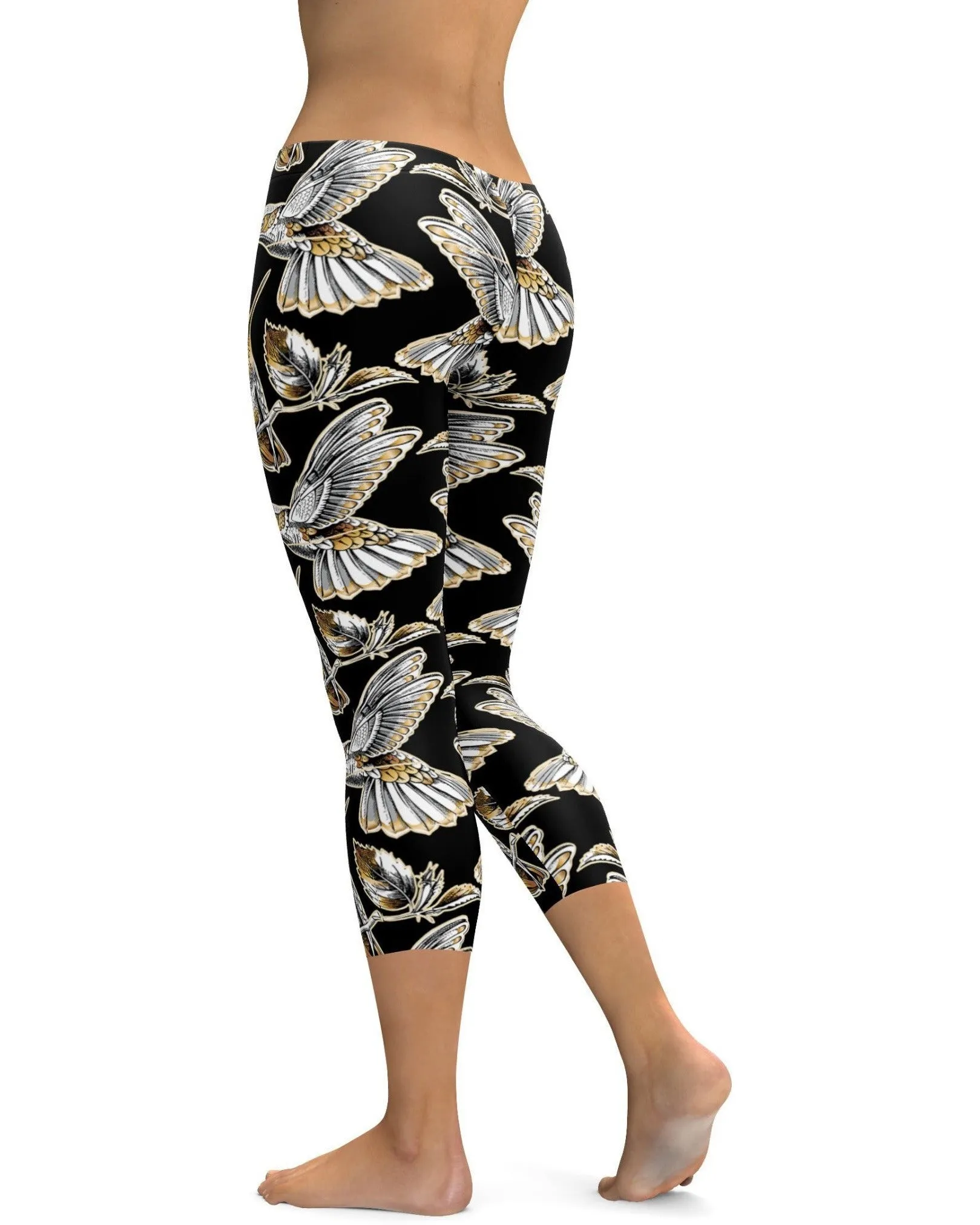 White&Gold Hummingbird Capris