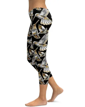 White&Gold Hummingbird Capris