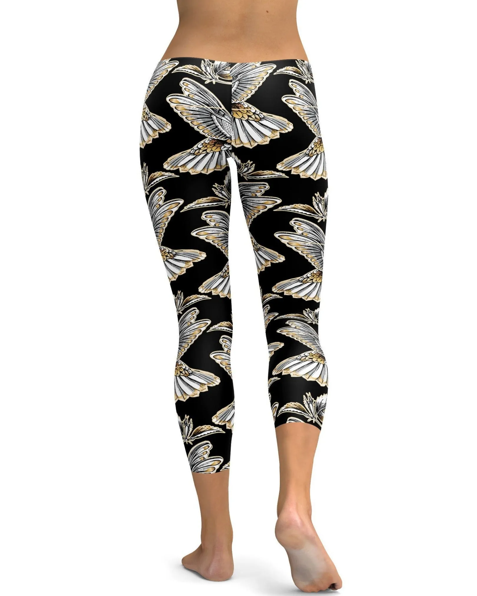 White&Gold Hummingbird Capris