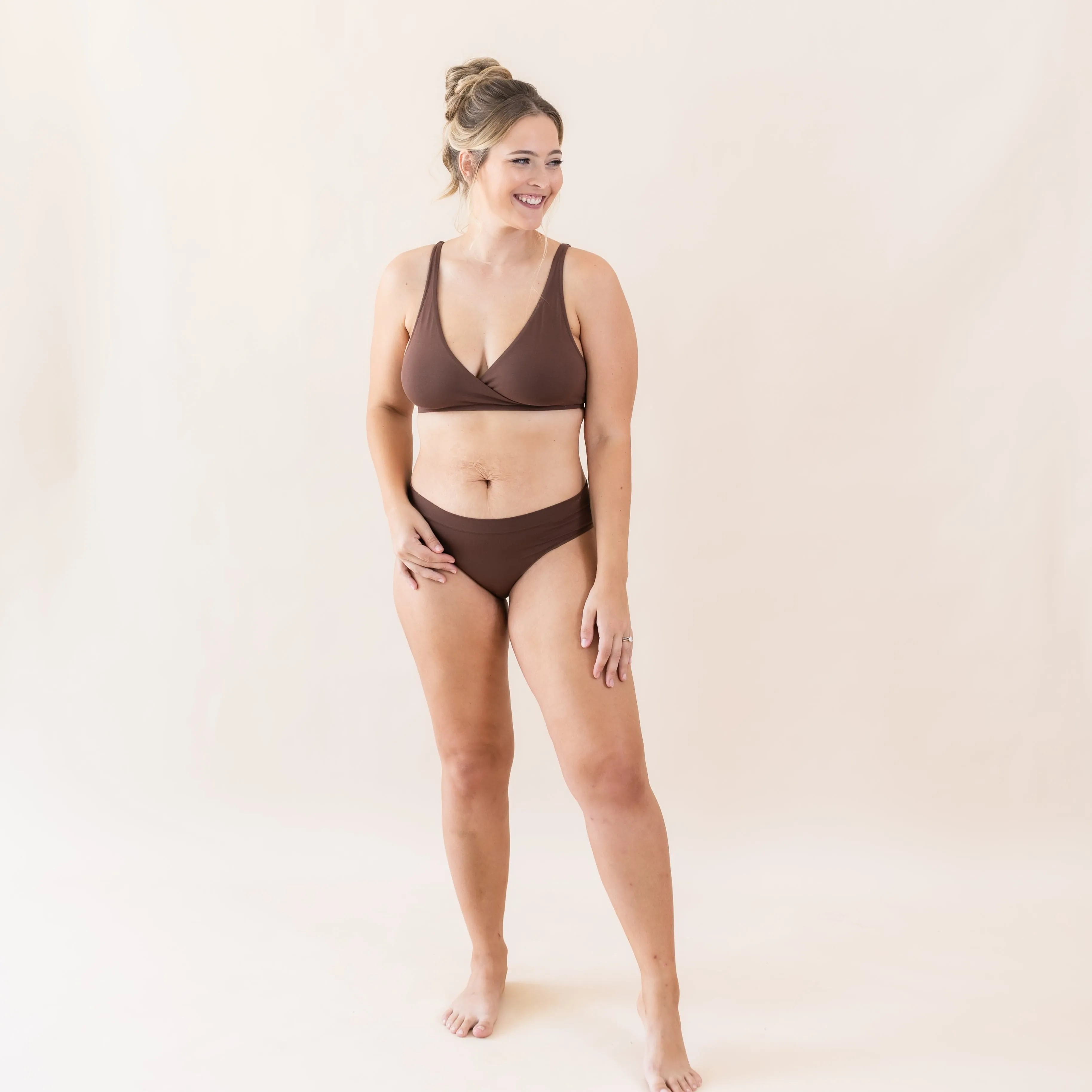 Women's Cross Front Bralette in Toffee