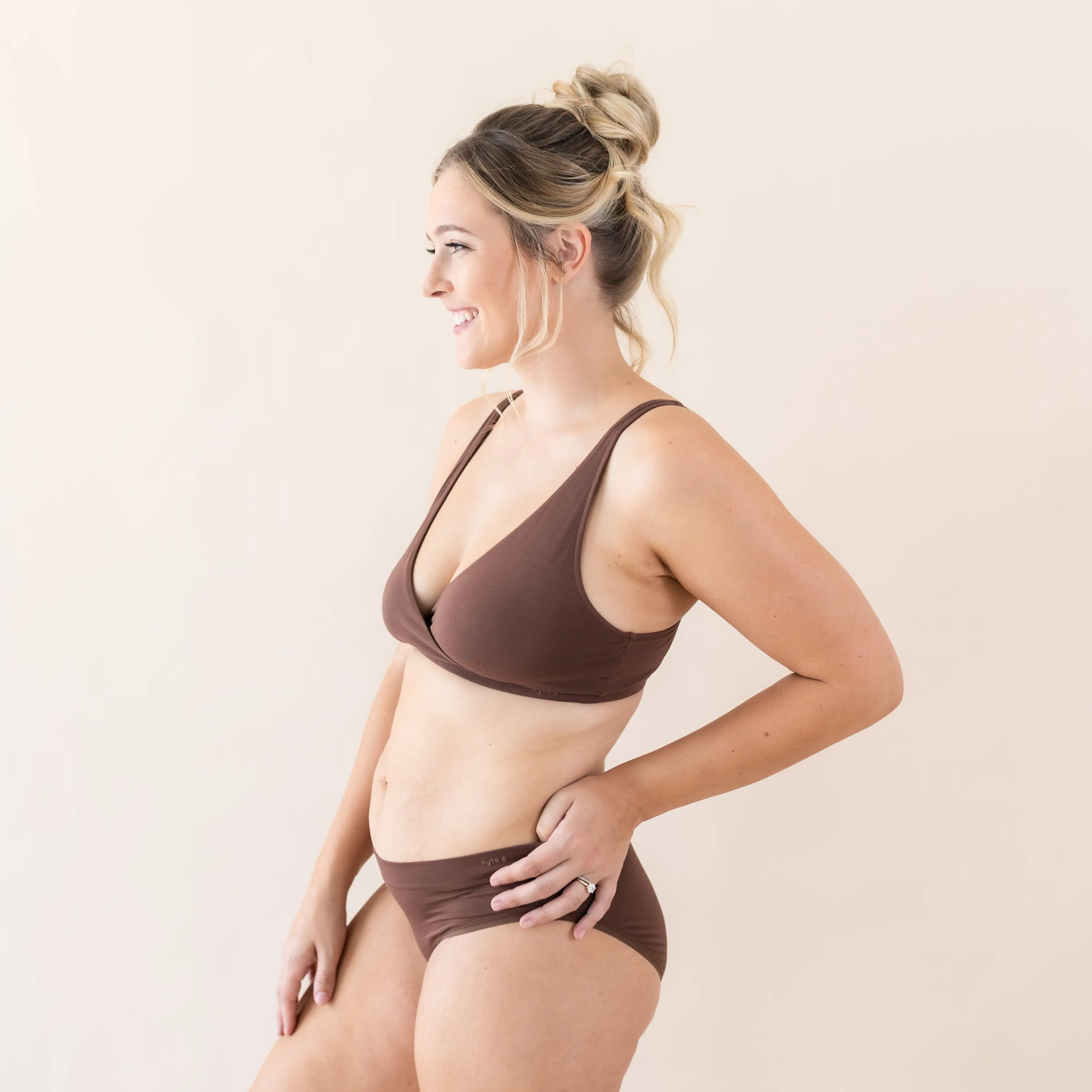 Women's Cross Front Bralette in Toffee