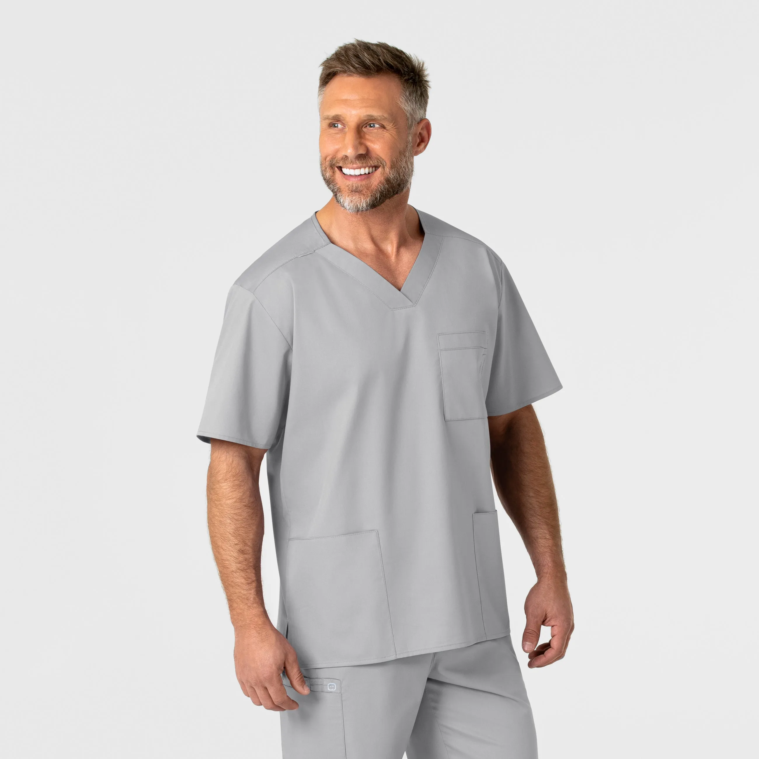 WonderWORK Men's V-Neck Scrub Top - Grey