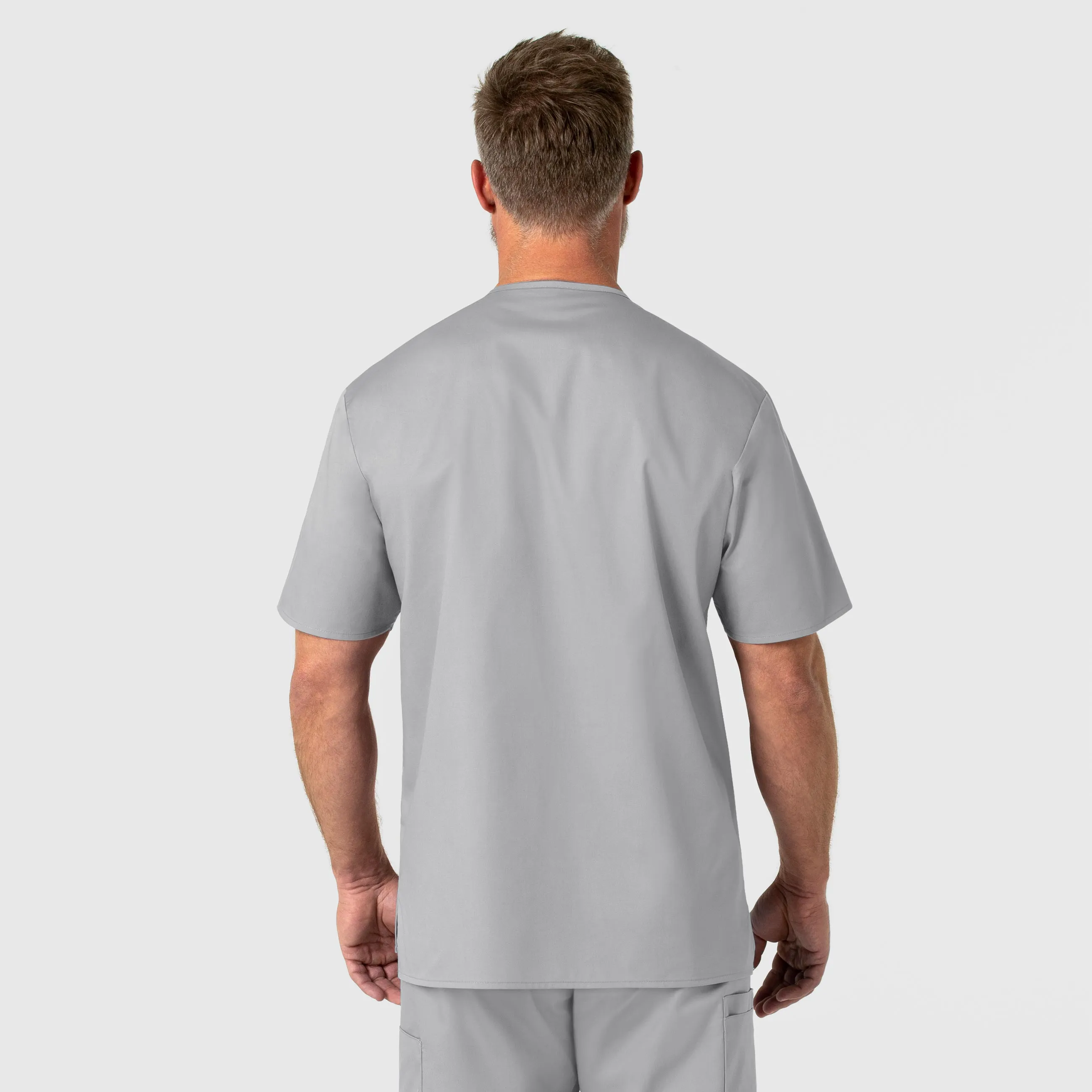 WonderWORK Men's V-Neck Scrub Top - Grey