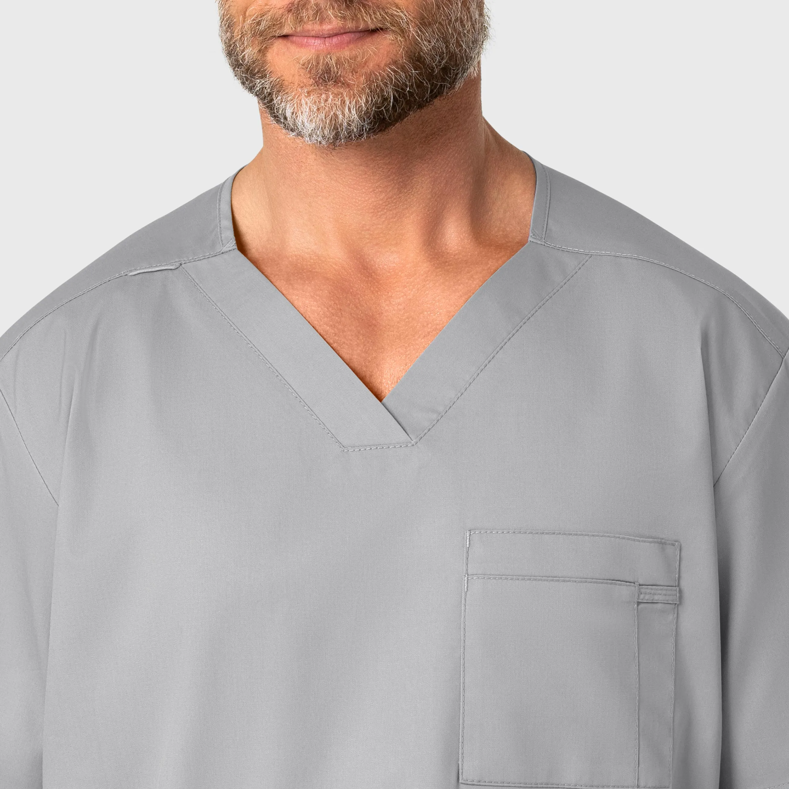 WonderWORK Men's V-Neck Scrub Top - Grey