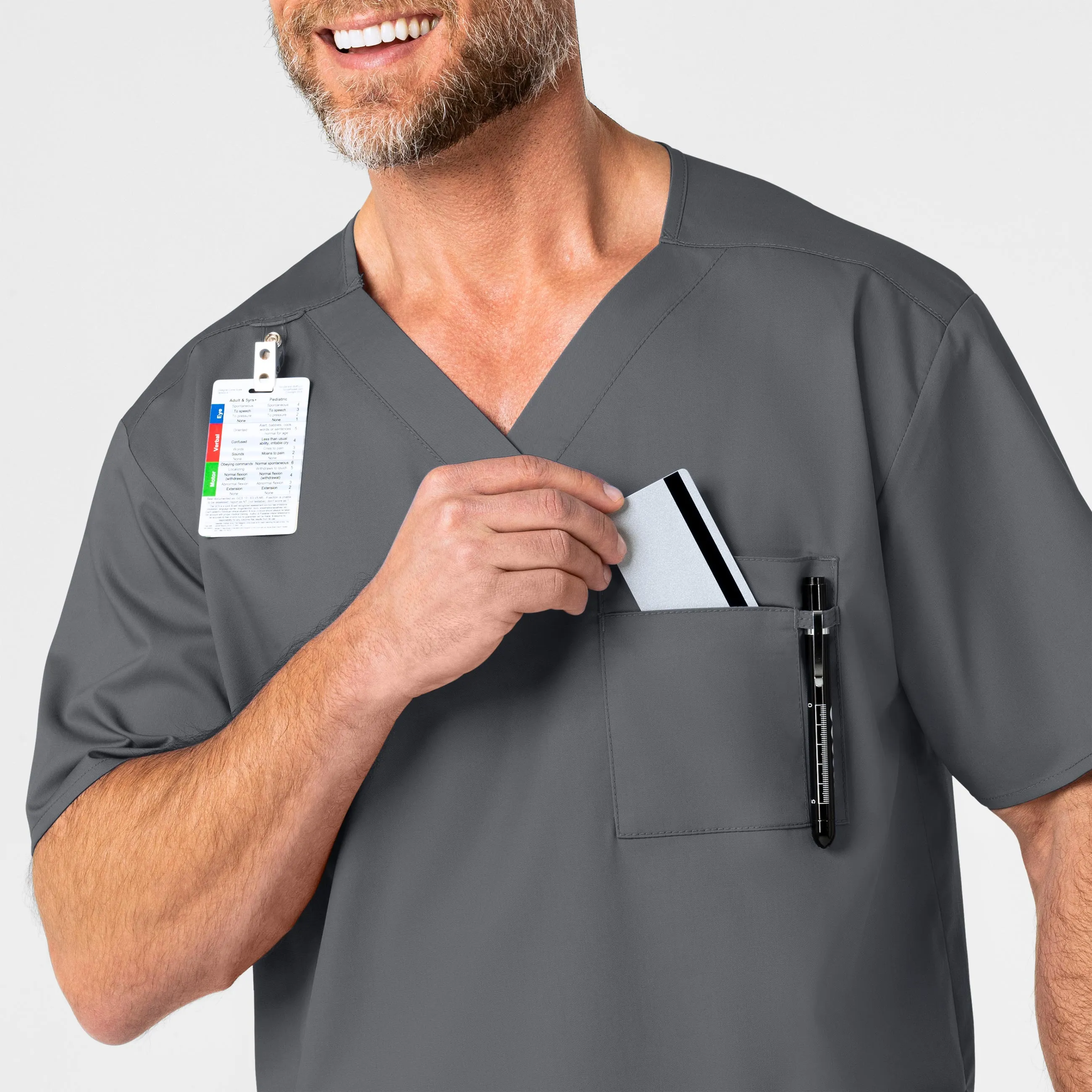 WonderWORK Men's V-Neck Scrub Top - Pewter