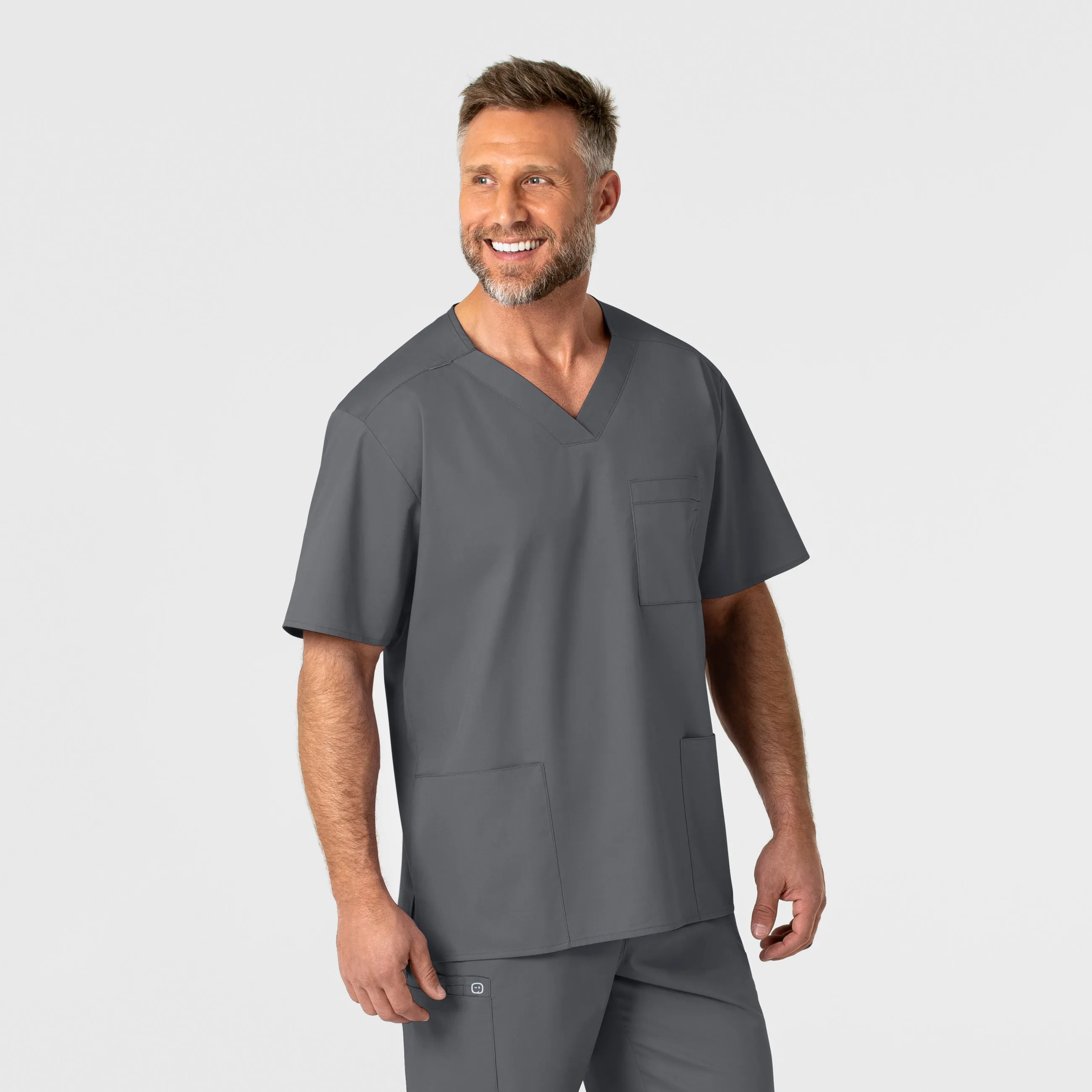 WonderWORK Men's V-Neck Scrub Top - Pewter