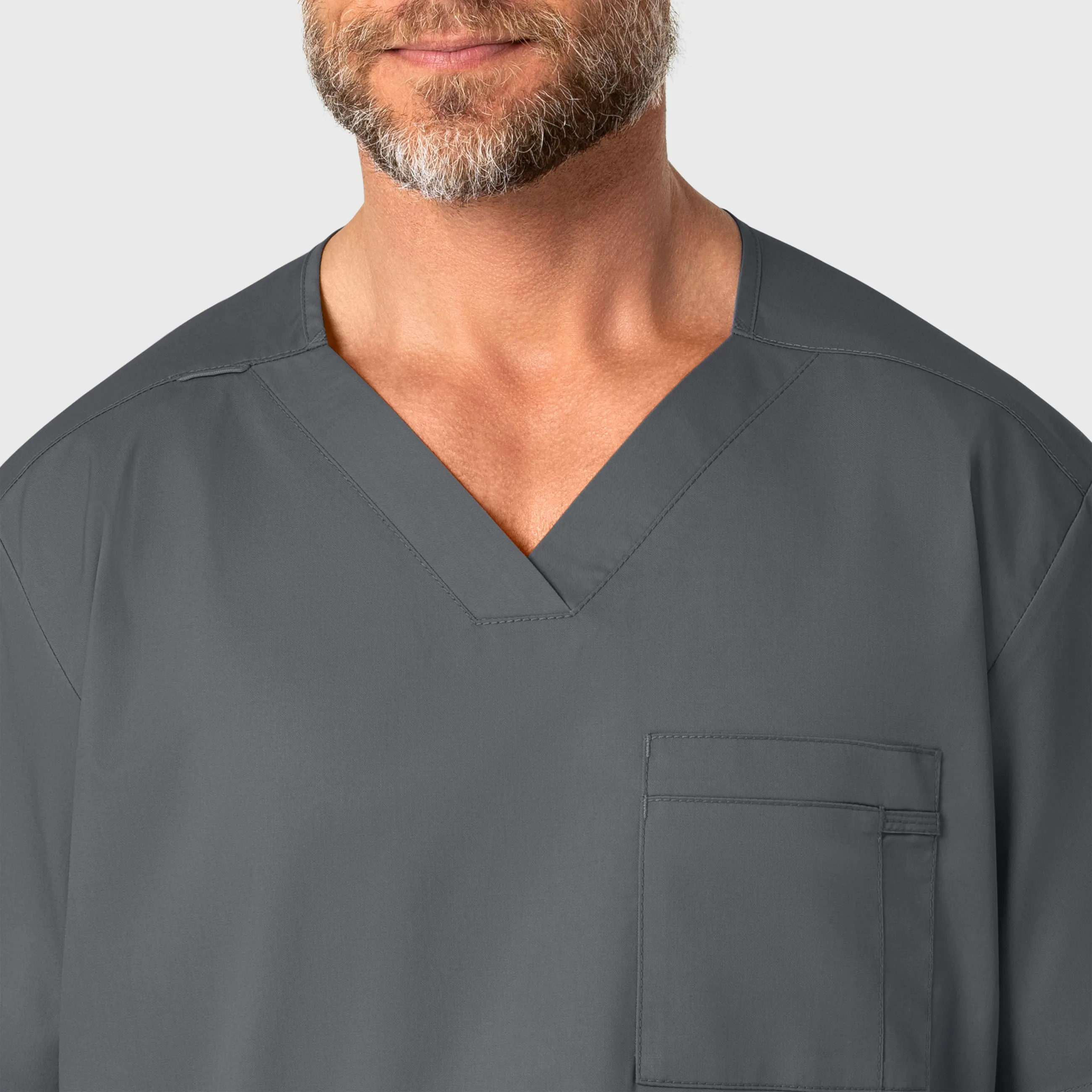 WonderWORK Men's V-Neck Scrub Top - Pewter