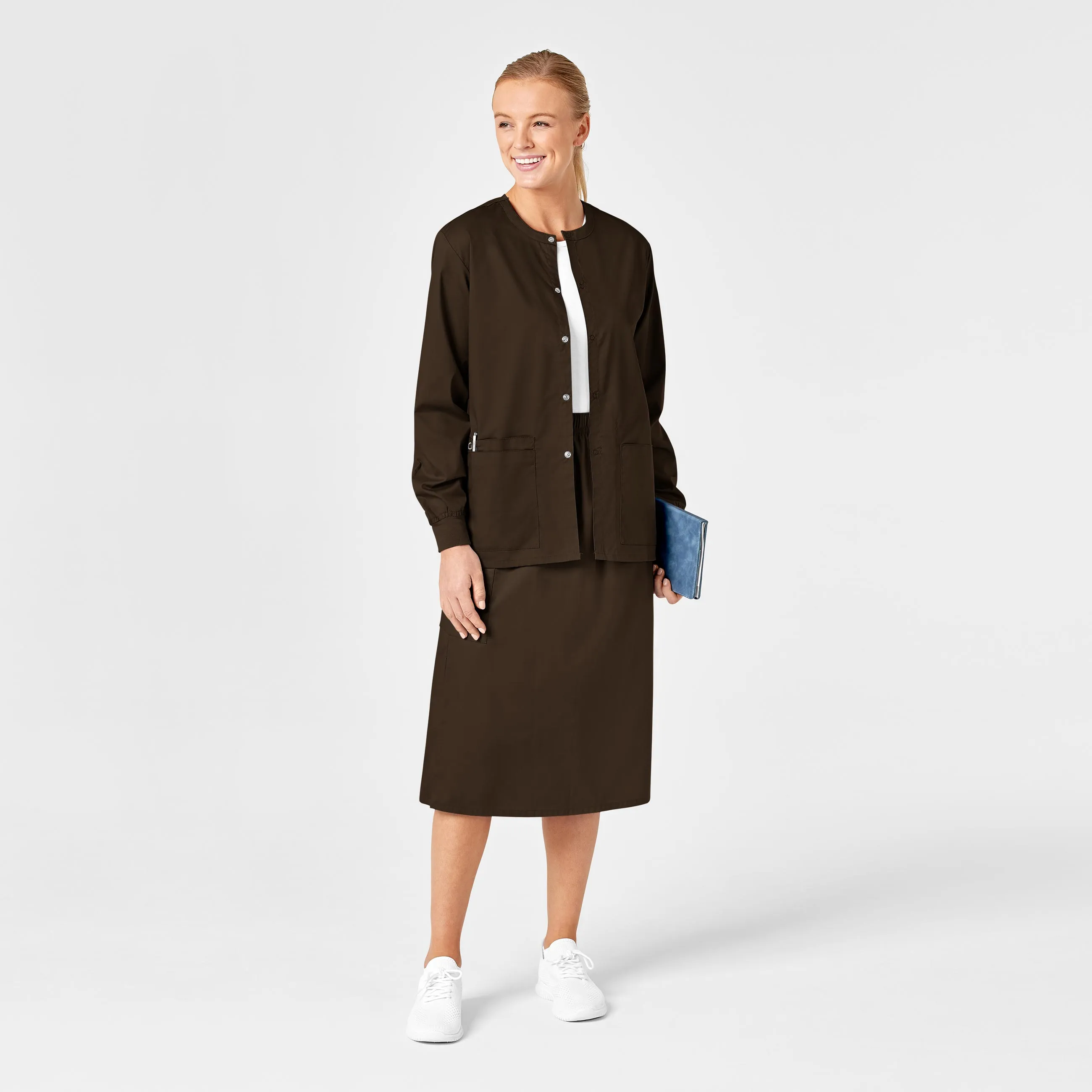 WonderWORK Women's Pull On Cargo Scrub Skirt - Chocolate