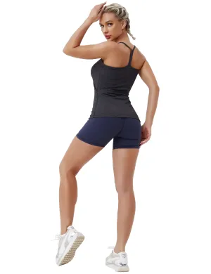 Y-back Spaghetti Strap Tank Tops heathercharcoal_Jogging