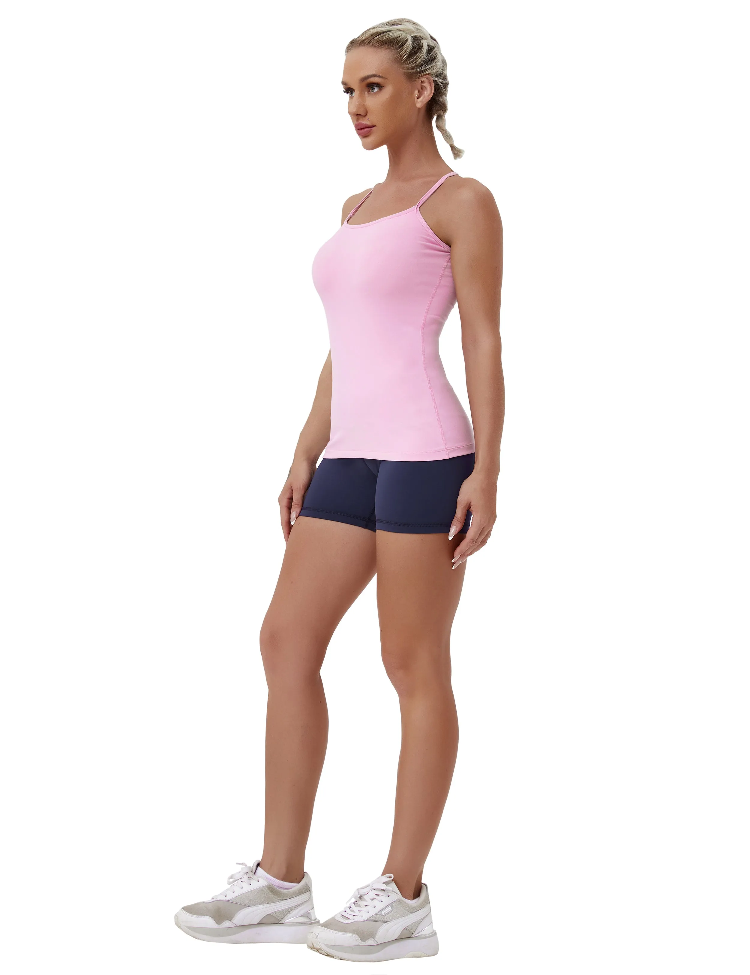 Y-back Spaghetti Strap Tank Tops lightpink_Plus Size