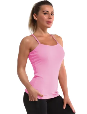Y-back Spaghetti Strap Tank Tops lightpink_Tall Size